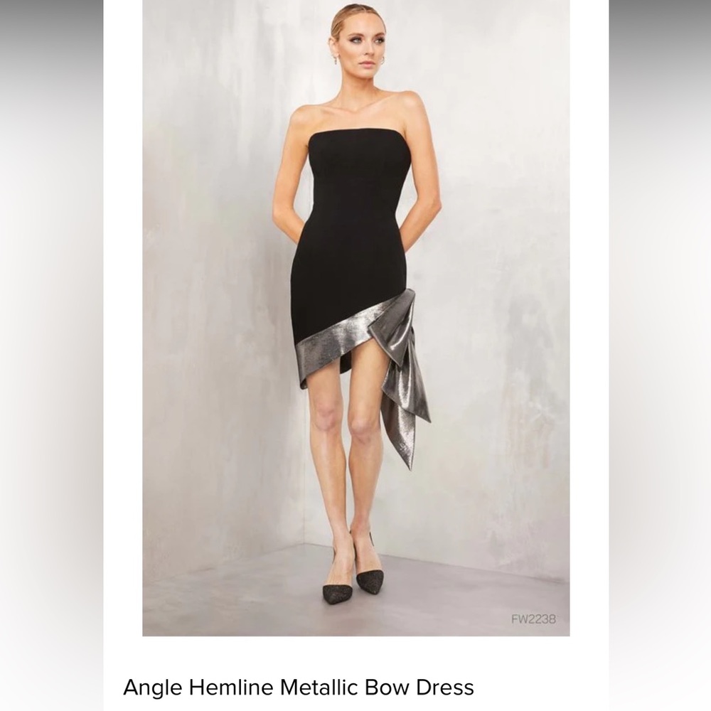 Angle Hemline Metallic Bow Dress